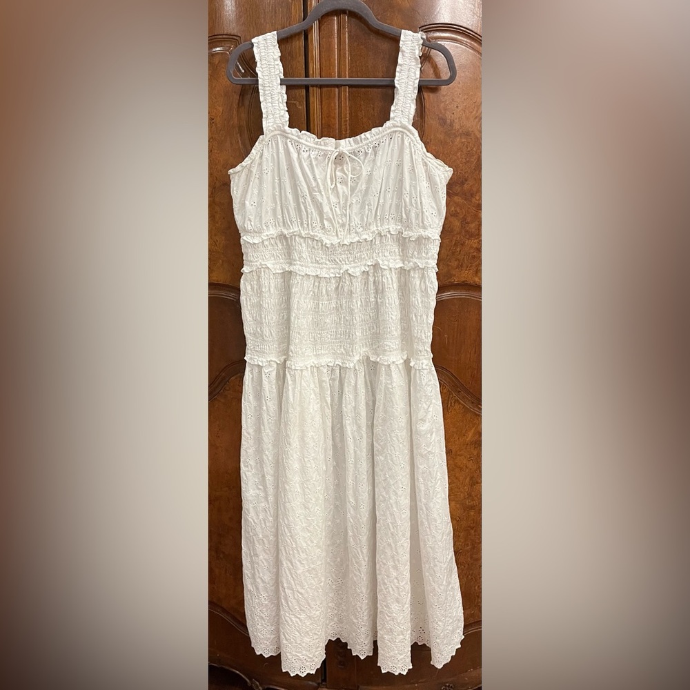 Gap × DÔEN White Cotton Eyelet Midi Dress Size XL Worn Once - Picture 2 of 11